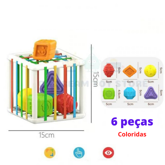 Montessori Caixa Sensorial de Blocos Coloridos