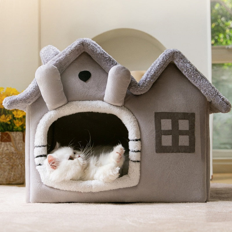 Casinha Cama Confortável - Gatos e Cães de Pequeno Porte - Cinza – kiwee